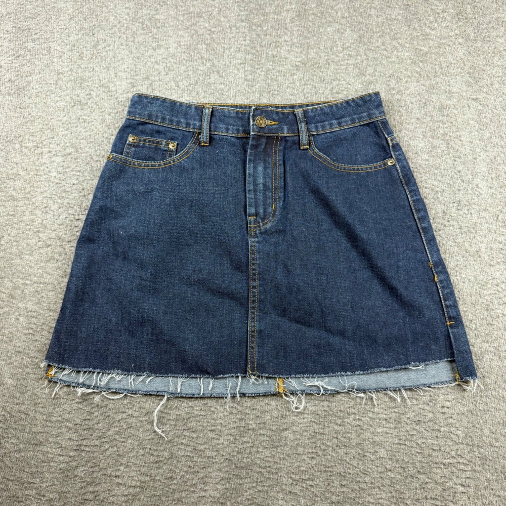 Sadie‎ & Sage Dark Wash Denim Mini Skirt Raw Hem ASKA0975 Mens Size S